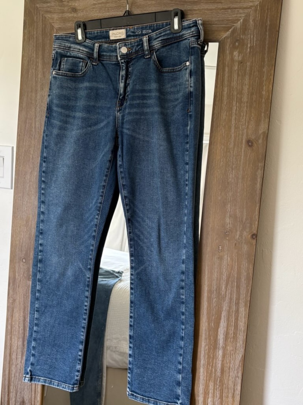 Pilcro Straight Leg Jeans in Dark Indigo Blue